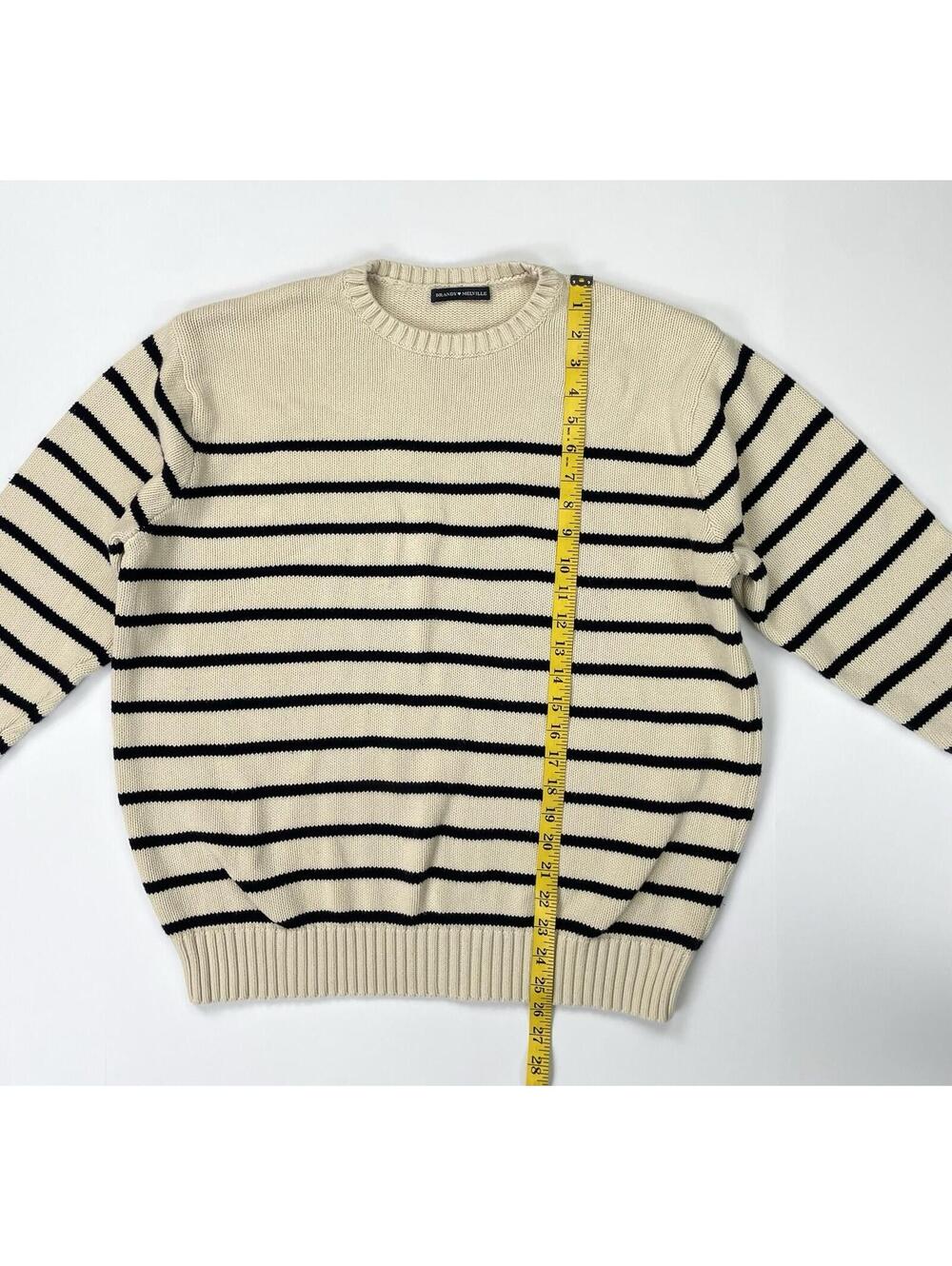 Brandy Melville Brianna Sweater Cream Navy Blue Striped Cotton Beach Nautical OS - Picture 5 of 10